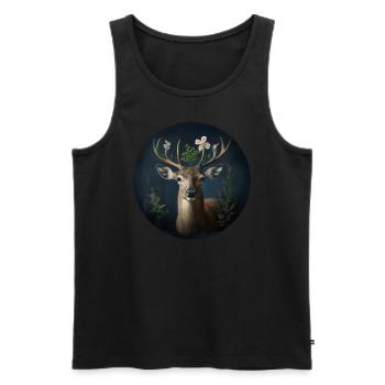 Vert cerf - Débardeur bio Premium Homme - noir - Devant - AI Model Male 178 light (178cm)