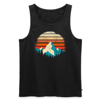Alpen Retro Sonnenuntergang - Männer Premium Bio Tank Top - Schwarz - Vorne - Michal (187cm)