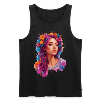 Fille aux fleurs 🌸 - Débardeur bio Premium Homme - noir - Devant - Michal (187cm)