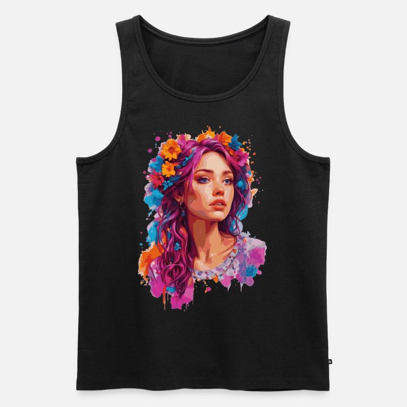 Mädchen mit Blumen 🌸 - Männer Premium Bio Tank Top - Schwarz