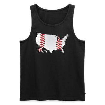 États-Unis | Vrai baseball | Carte - Débardeur bio Premium Homme - noir - Devant - Michal (187cm)