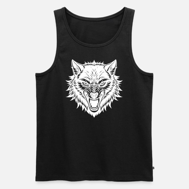 Alpha Wolf - Männer Premium Bio Tank Top - Schwarz