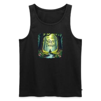 La nature est ma thérapie - Méditation en forêt - Débardeur bio Premium Homme - noir - Devant - Michal (187cm)