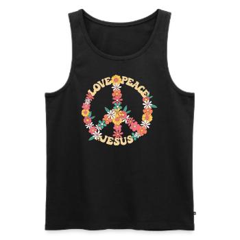 Love peace jesus christian hippie jesus christ - Men's Premium Organic Tank Top - black - Front - Michal (187cm)