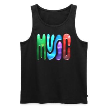 Neon Music Text - Men's Premium Organic Tank Top - black - Front - AI Model Male 178 light (178cm)