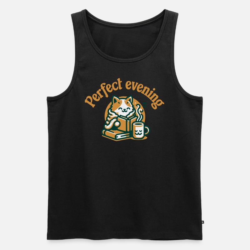 Katze Buch Tee Kaffee - Männer Premium Bio Tank Top - Schwarz