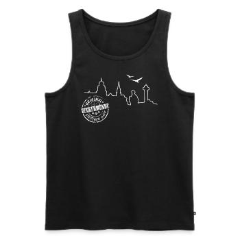 Ueckermünde Sillhouette und Stempel - Männer Premium Bio Tank Top - Schwarz - Vorne - AI Model Male 178 light (178cm)