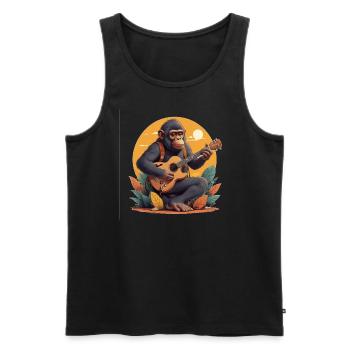 Affe mit gitarre - Männer Premium Bio Tank Top - Schwarz - Vorne - Michal (187cm)