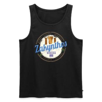 Île de Zakynthos en Grèce Souvenir Vintage - Débardeur bio Premium Homme - noir - Devant - AI Model Male 178 light (178cm)