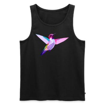 Vibrant Purple-Headed Bird in Flight - Men's Premium Organic Tank Top - black - Front - AI Model Male 178 light (178cm)