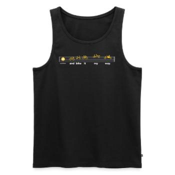 Radfahren trifft Musik: "I Bike It My Way" - Männer Premium Bio Tank Top - Schwarz - Vorne - AI Model Male 178 light (178cm)