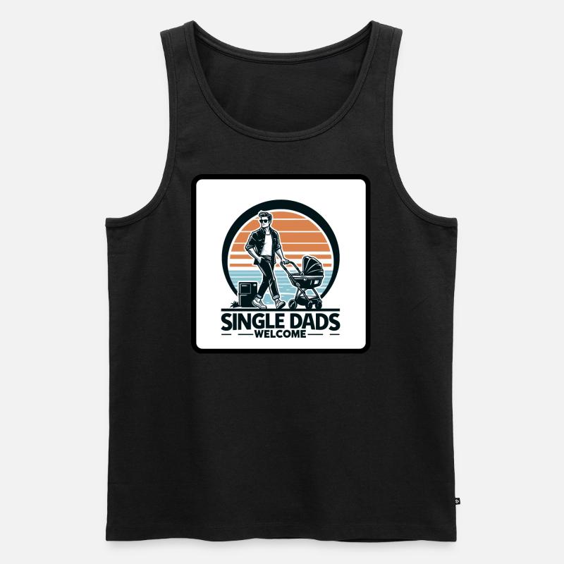 Single Dads Welcome - Männer Premium Bio Tank Top - Schwarz