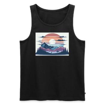 Sonnenuntergang in den Bergen - Männer Premium Bio Tank Top - Schwarz - Vorne - Michal (187cm)