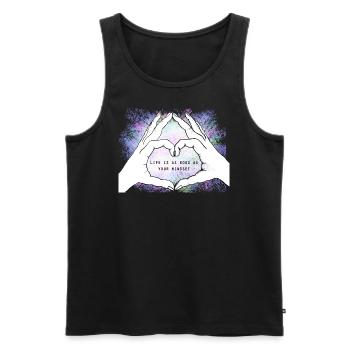 Hands form a heart. Mindset. Love. - Men's Premium Organic Tank Top - black - Front - AI Model Male 178 light (178cm)