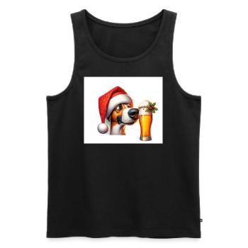 Dog Xmas Christmas Beer fun Dachshund Dachshund red - Men's Premium Organic Tank Top - black - Front - Michal (187cm)