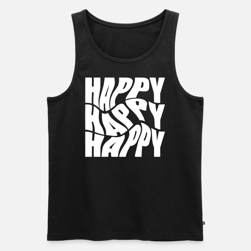 Happy - Männer Premium Bio Tank Top - Schwarz