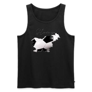 Slowenien Landkarte umrahmt echten Fußball SI - Männer Premium Bio Tank Top - Schwarz - Vorne - AI Model Male 178 light (178cm)