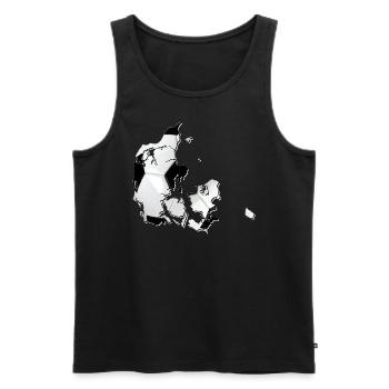 La carte du Danemark encadre le vrai football - Débardeur bio Premium Homme - noir - Devant - AI Model Male 178 light (178cm)