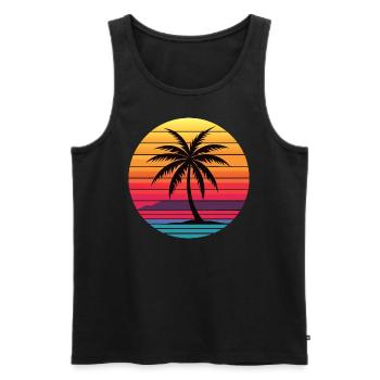 Palm Sunrise - Débardeur bio Premium Homme - noir - Devant - AI Model Male 178 light (178cm)