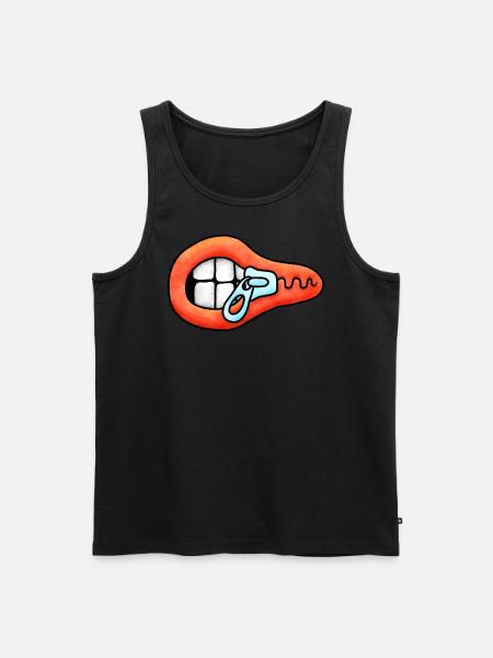 Zipper Mouth Illustration - Men's Premium Organic Tank Top - black