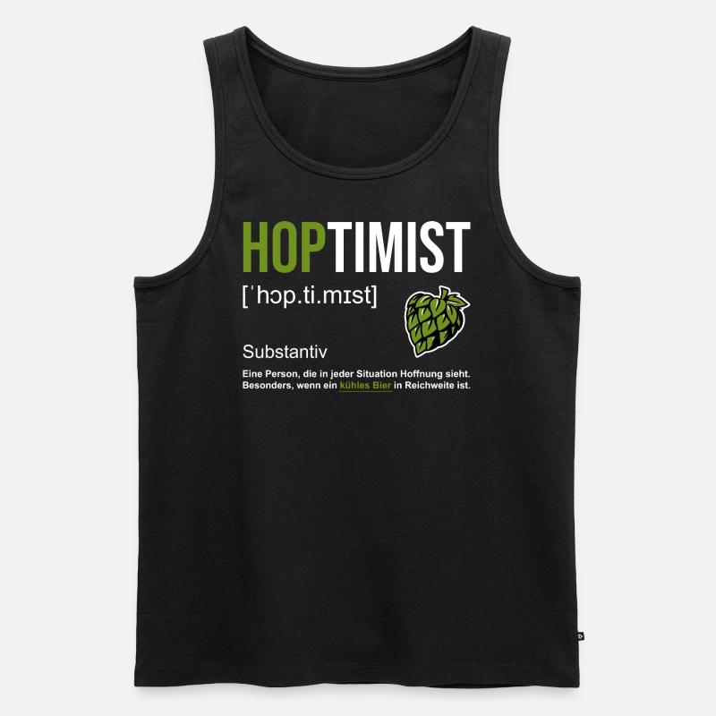 Der Bier-Optimist - Männer Premium Bio Tank Top - Schwarz