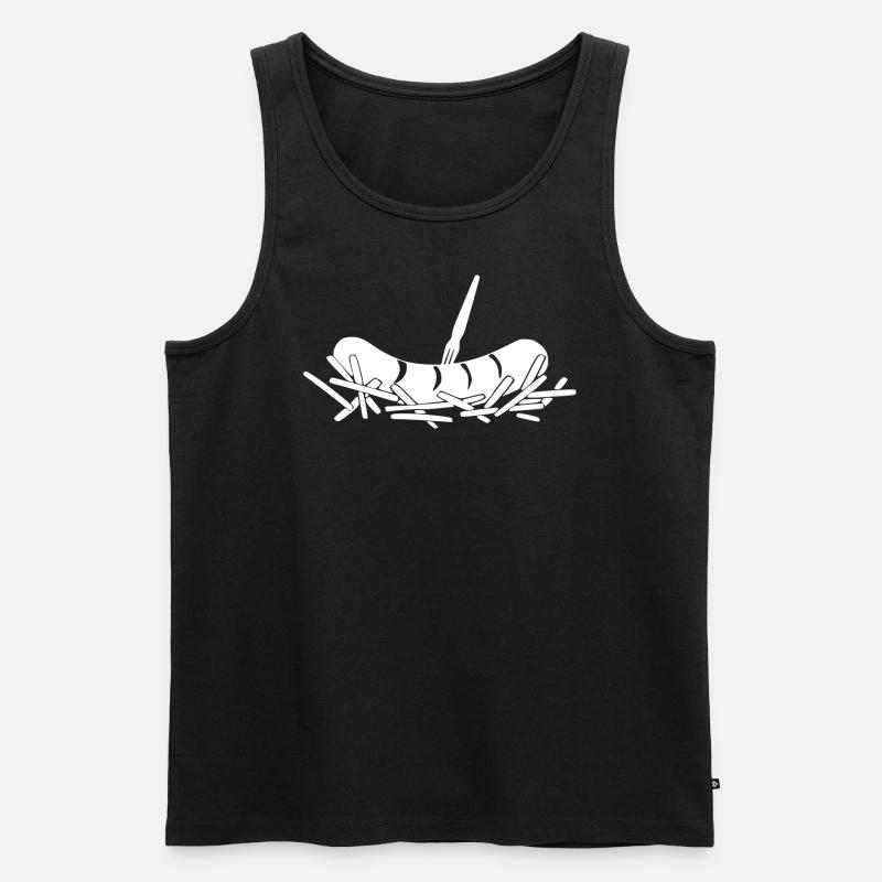 Pommes Currywurst - Männer Premium Bio Tank Top - Schwarz