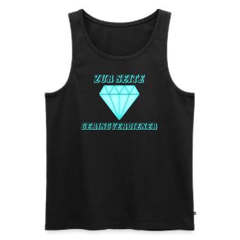 Zur Seite Geringverdiener - Männer Premium Bio Tank Top - Schwarz - Vorne - Michal (187cm)