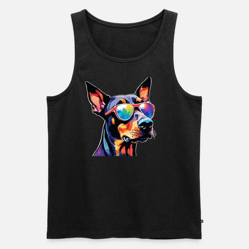 Dobermann bunt 1 - Männer Premium Bio Tank Top - Schwarz