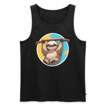 happy fautier 1 - Männer Premium Bio Tank Top - Schwarz - Vorne - Michal (187cm)