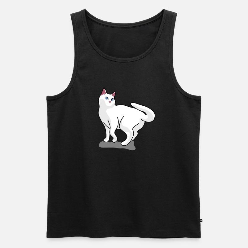 Katze Moon #001 - Männer Premium Bio Tank Top - Schwarz