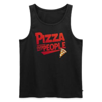 Pizza instead of people - Men's Premium Organic Tank Top - black - Front - Michal (187cm)