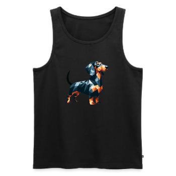 Polygon Hund Dackel Liebe - Männer Premium Bio Tank Top - Schwarz - Vorne - AI Model Male 178 light (178cm)