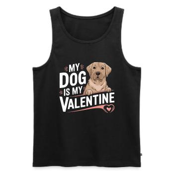 Mon chien est mon Valentin | Cadeau pour chien chéri - Débardeur bio Premium Homme - noir - Devant - Michal (187cm)