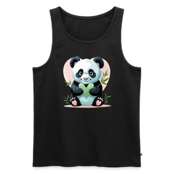 Panda mit Herz - Männer Premium Bio Tank Top - Schwarz - Vorne - AI Model Male 178 light (178cm)
