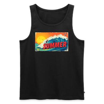 Summer Surf – Ride the Wave! - Männer Premium Bio Tank Top - Schwarz - Vorne - Michal (187cm)