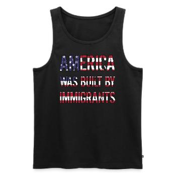 L’AMÉRIQUE A ÉTÉ CONSTRUITE PAR DES IMMIGRANTS Flüchtlingsrechte - Débardeur bio Premium Homme - noir - Devant - AI Model Male 178 light (178cm)