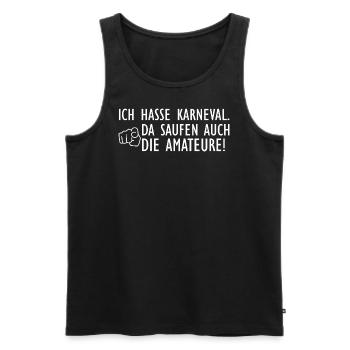 Ich hasse Karneval da saufen auch die Amateure - Männer Premium Bio Tank Top - Schwarz - Vorne - AI Model Male 178 light (178cm)