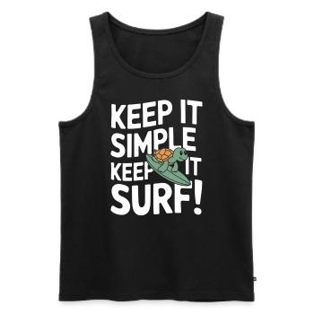 Keep It Simple Surf | Funny Surf Turtle - Men's Premium Organic Tank Top - black - Front - Michal (187cm)