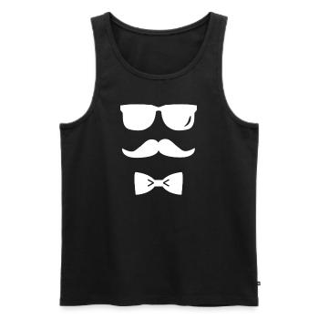 Barbe élégante avec lunettes de soleil et nœud papillon - Débardeur bio Premium Homme - noir - Devant - AI Model Male 178 light (178cm)