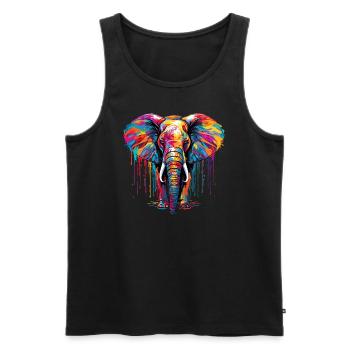 Bunter Elefant - Männer Premium Bio Tank Top - Schwarz - Vorne - AI Model Male 178 light (178cm)