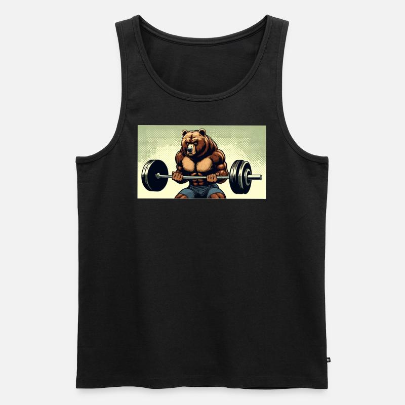 CurlBear – Der Hantel-Champion - Männer Premium Bio Tank Top - Schwarz