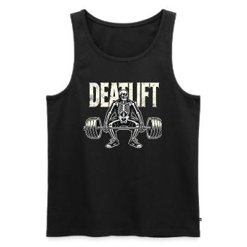 Soulevé de terre – Entraînez-vous dur ou mourez en essayant - Débardeur bio Premium Homme - noir - Devant - Michal (187cm)