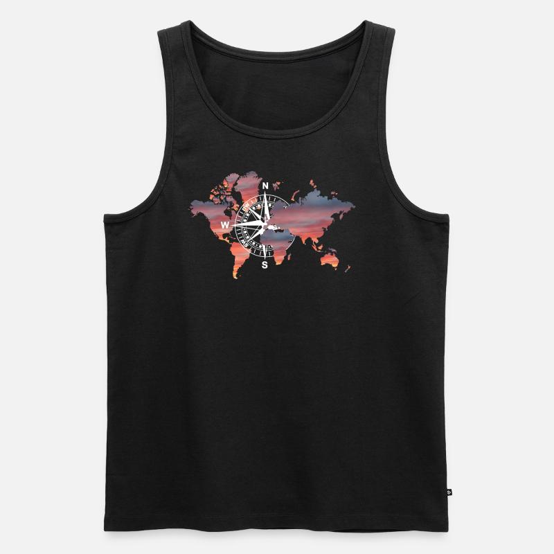 Welt Kompass - Männer Premium Bio Tank Top - Schwarz