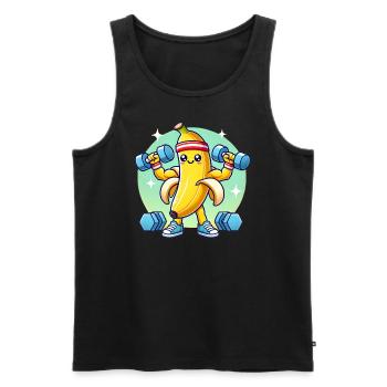 Strong Banana – Gains with Flavor! - Men's Premium Organic Tank Top - black - Front - AI Model Male 178 light (178cm)