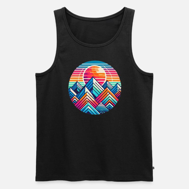 Farbenfrohe Berglandschaft - Männer Premium Bio Tank Top - Schwarz