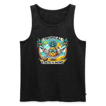 Relaxed pineapple by the sea - Men's Premium Organic Tank Top - black - Front - AI Model Male 178 light (178cm)