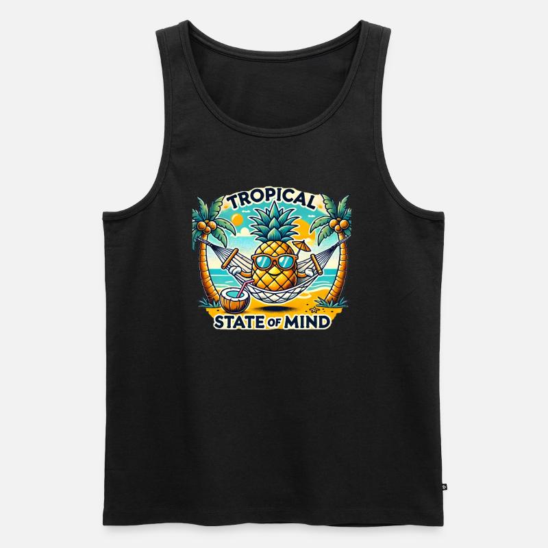 Entspannte Ananas am Meer - Männer Premium Bio Tank Top - Schwarz