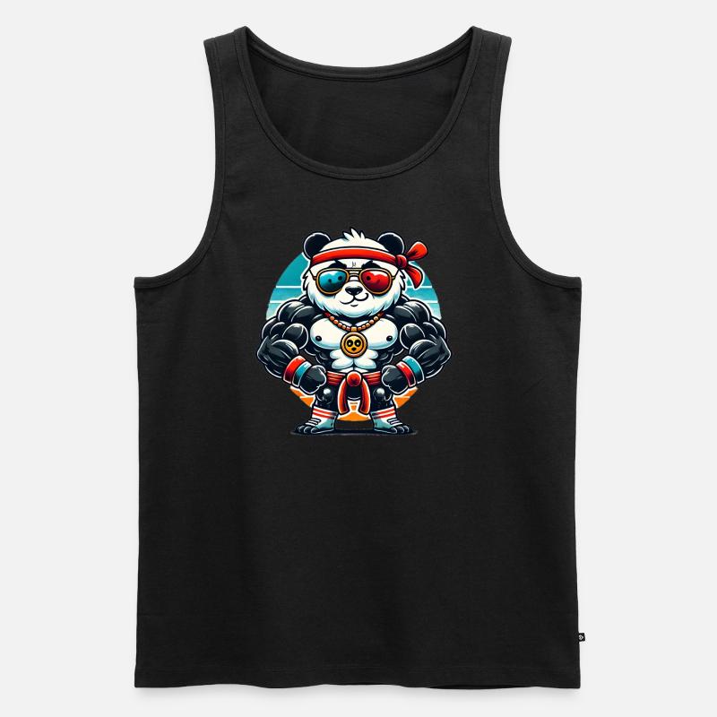 Strong Panda Power 💪🐼 - Männer Premium Bio Tank Top - Schwarz