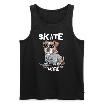 Skate Bulldog | Lustiges Skateboard Hund Motiv - Männer Premium Bio Tank Top - Schwarz - Vorne - Michal (187cm)