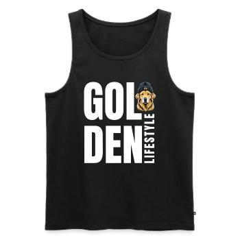 Golden Lifestyle | Cool Golden Retriever Motif - Men's Premium Organic Tank Top - black - Front - Michal (187cm)